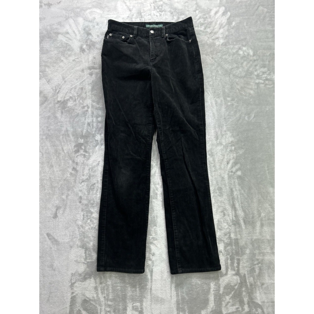 Vintage Polo Jeans Company Ralph Lauren Women 4 Black Corduroy Pants Wide Wale